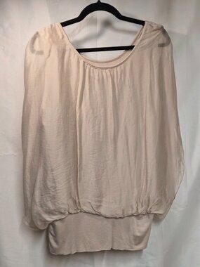 Elena Baldi NWT silk blend sheer top tank blouse Medium Sand Champagne Cream